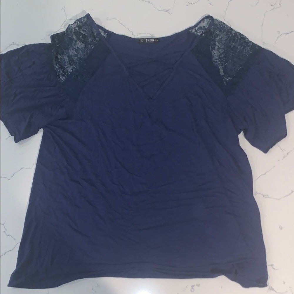 Shein short sleeve top w/ lace